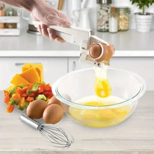 1pc Manual Egg Breaker & Shell Separator - Heavy-Duty Stainless Steel Handheld Cracker with Ergonomic Handle, Portable